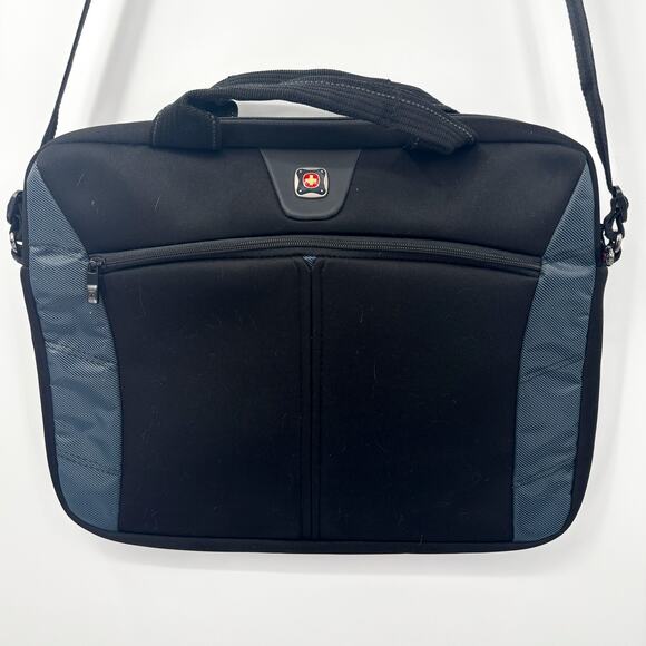 SwissGear Black Laptop Slimcase Bag 17" Neopro with Adjustable Strap & Pocket - Picture 1 of 8